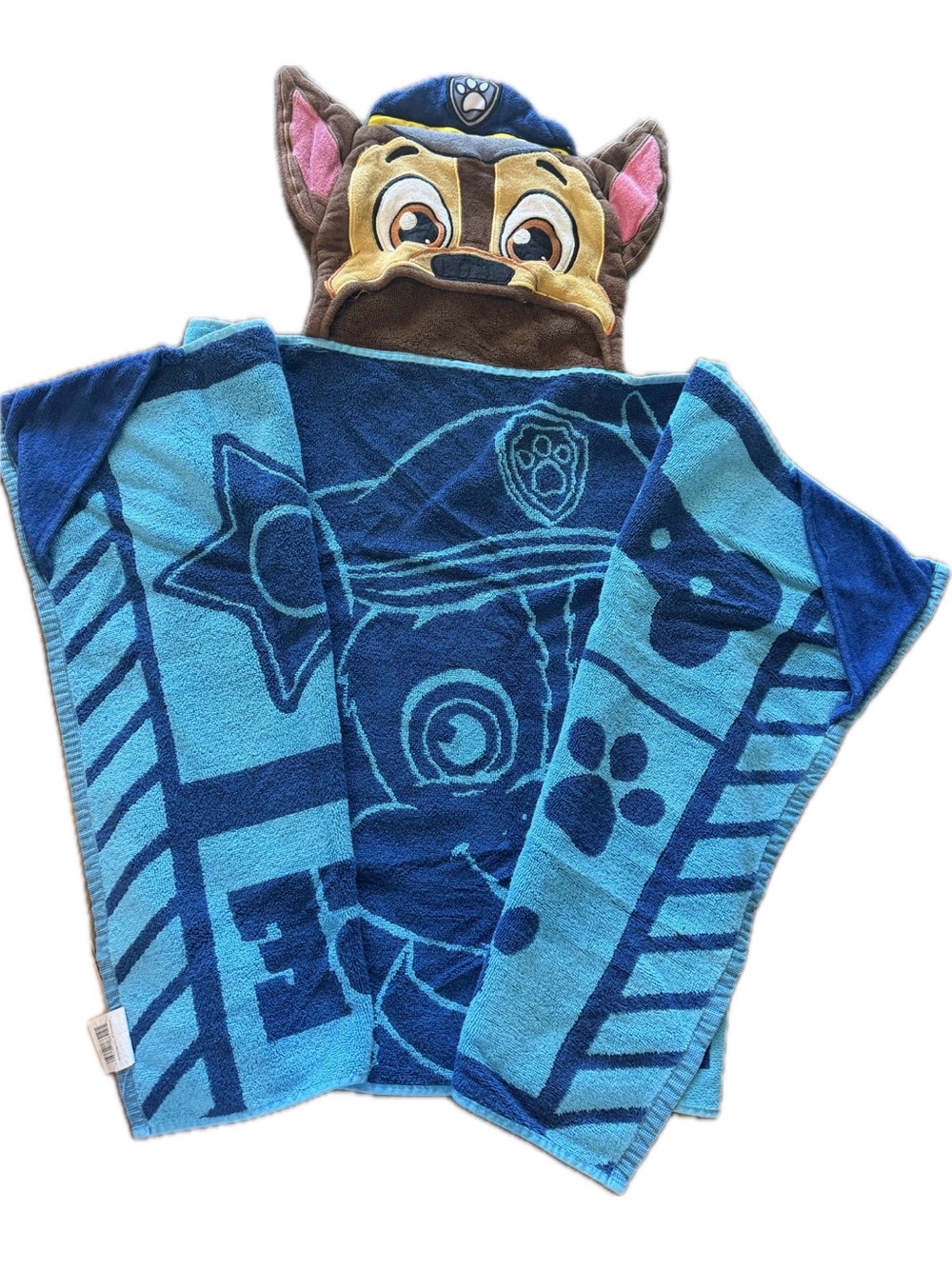 Paw Patrol Chase Hooded Beach/Bath Towel - Blue & Light Blue